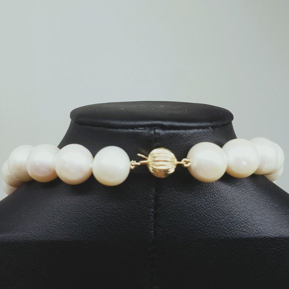 Belle de Mer White Opaque Cultured Pearl Strand Necklace 18" 11-13MM 14K - Picture 3 of 11